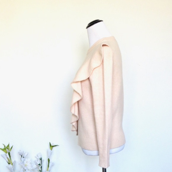 J. Crew Merino Wool Diagonal Ruffle Pullover Sweater Pink SZ XXS - Picture 10 of 15